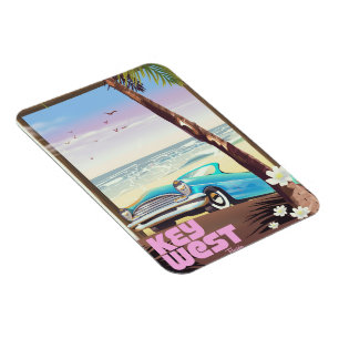 nyckel väster florida vintage resor poster magnet