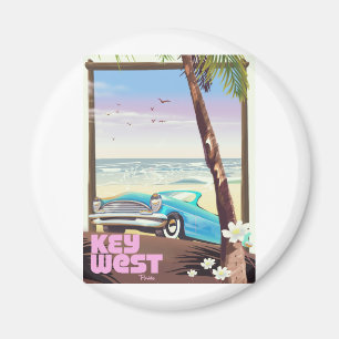 nyckel väster florida vintage resor poster magnet