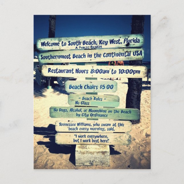 Nyckel Väster Florida Vykort (Framsida)