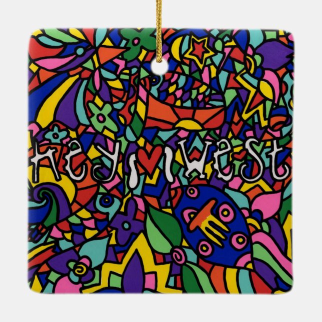 Nyckel Väster Hand målade konsthögen Julgransprydnad Keramik (Baksida)