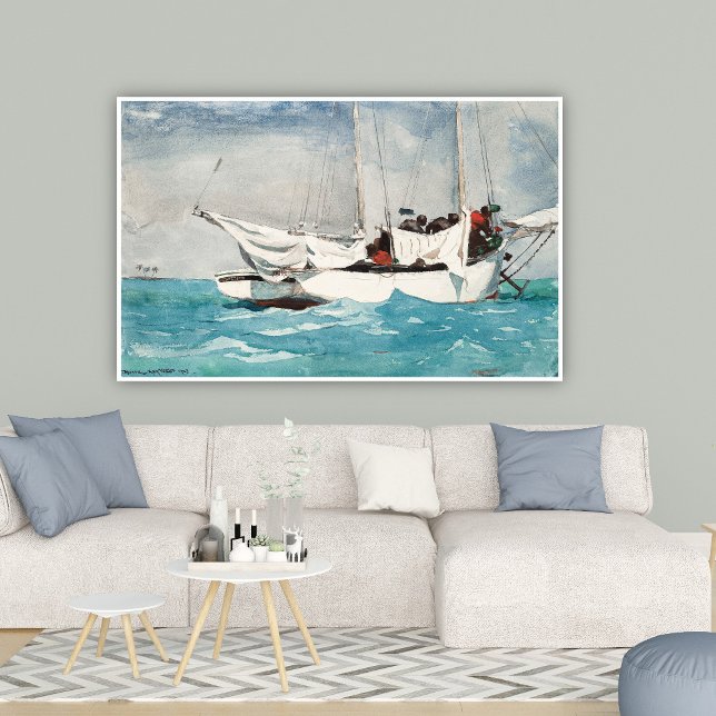 Nyckel Väster, Hauling Anchor, Winslow Homer Marin Poster (Skapare uppladdad)