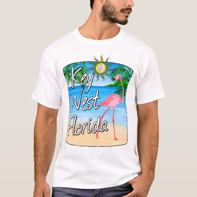 Nyckel Väster Rosa Flamingo Florida Nycklar T Shirt (Framsida)