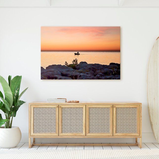 Nyckel Väster Sunset Boat Rocky Shore Florida Nyck Canvastryck (Skapare uppladdad)
