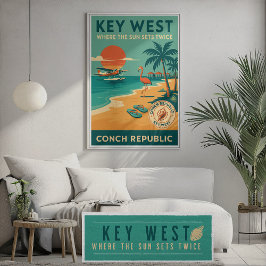 Nyckel Väster Sunset - Conch Republic Seaplane Art Poster