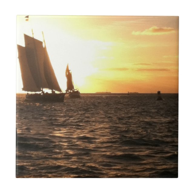 Nyckel Väster Sunset Photo Tile Kakelplatta (Framsidan)