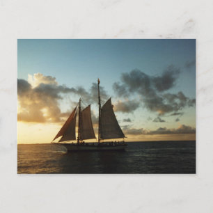 Nyckel Väster Sunset Sail Photo Postcard Vykort