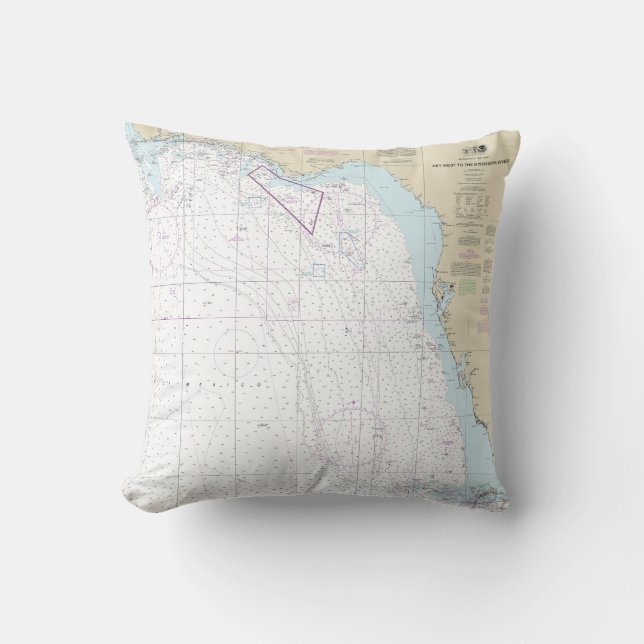 Nyckel Väster till Mississippi River Nautical Char Kudde (Framsida)
