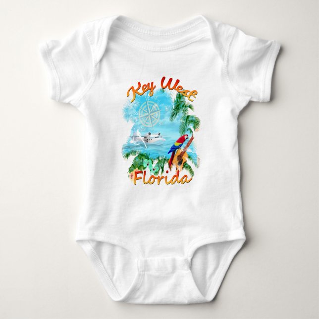 Nyckel Väster Tropiska Sten Tee Shirt (Framsida)