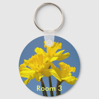 Nyckelband från rum 3 numrerade gula Narcissblommo Nyckelring