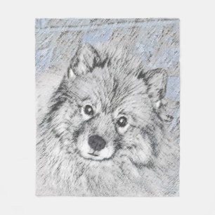 Nyckelhond Beth-målning - Cute Original Hund Art Fleecefilt
