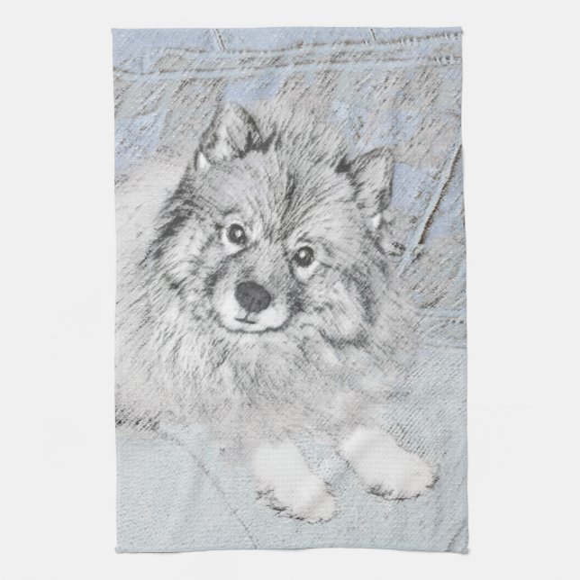 Nyckelhond Beth-målning - Cute Original Hund Art Kökshandduk (Vertikal)