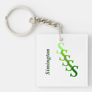 Nyckelkedja (akryl) - Monogram med efternamn (grön