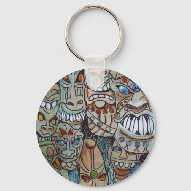 Nyckelkedja för afrikansk mask nyckelring (Framsida)