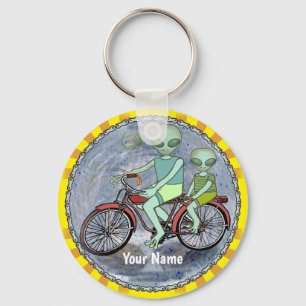 Nyckelkedja för Alien Riding Bike Nyckelring