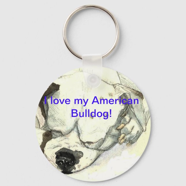 Nyckelkedja för amerikansk Bulldog Nyckelring (Framsida)