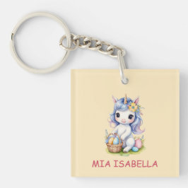 Nyckelkedja för Anpassadet Cute Påsk Unicorn