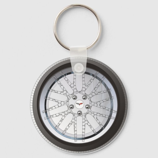 Nyckelkedja för anpassningsbar Corvette Hjul Nyckelring (Framsida)