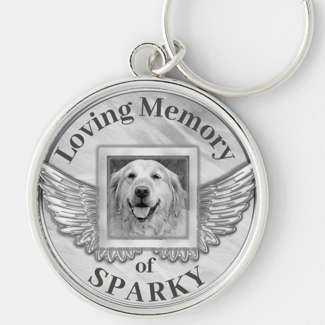 Nyckelkedja för anpassningsbar Photo Hund Memorial Rund Silverfärgad Nyckelring (Framsidan)
