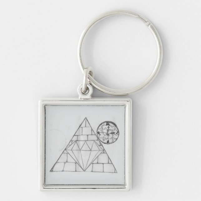 Nyckelkedja för Antient Times Fyrkantig Silverfärgad Nyckelring (Framsidan)