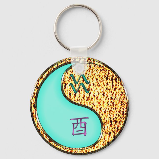 Nyckelkedja för Aquarius och Fire Tupp Nyckelring (Framsida)