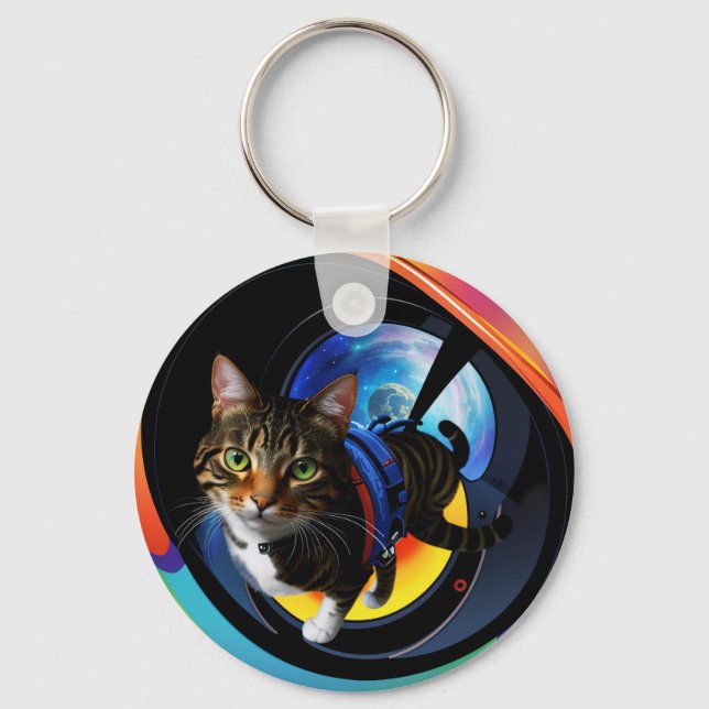 Nyckelkedja för astronaut-katt nyckelring (Framsida)
