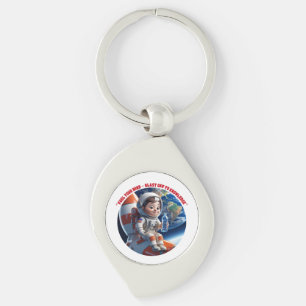 "Nyckelkedja för Astronaut Rocket Frakt Space Även Swirl Silverfärgad Nyckelring