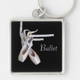 Nyckelkedja för "Ballet" Fyrkantig Silverfärgad Nyckelring