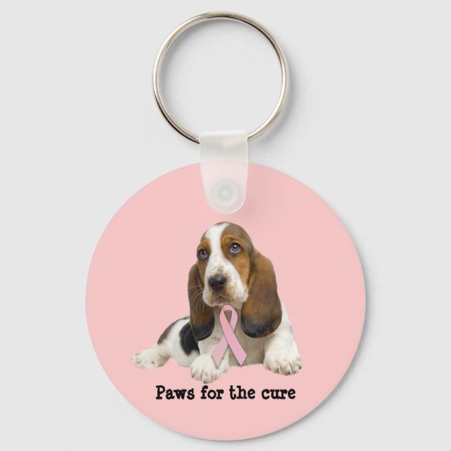 Nyckelkedja för Basset Hound Breast Cancchain Nyckelring (Framsida)