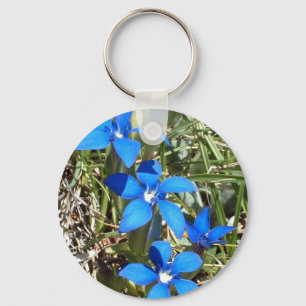Nyckelkedja för blågentiana blommor nyckelring