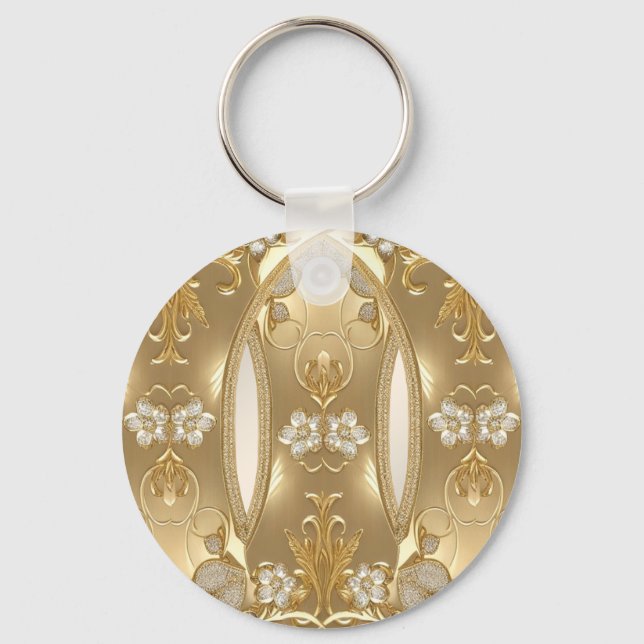 Nyckelkedja för Blommigten Guld Ornate Nyckelring (Framsida)