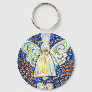 Nyckelkedja för Blue- och Guld Cancer Angel Nyckelring