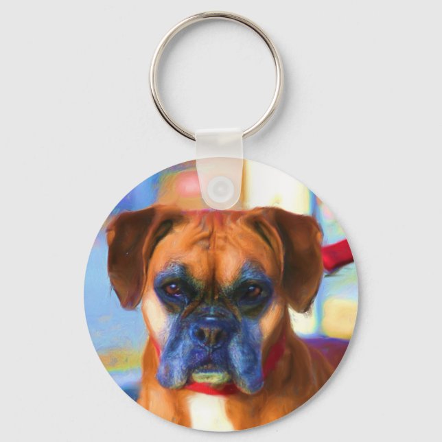 Nyckelkedja för Boxer hund art Nyckelring (Framsida)
