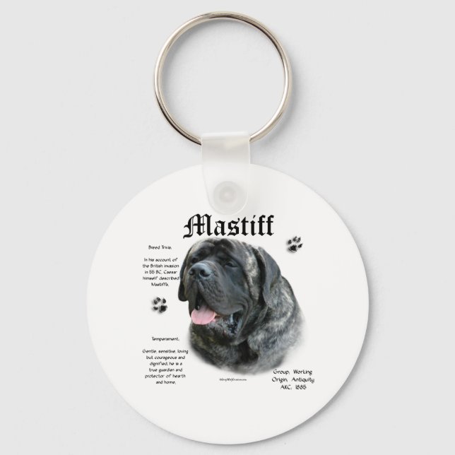 Nyckelkedja för Brindle Mastiff-historik Nyckelring (Framsida)