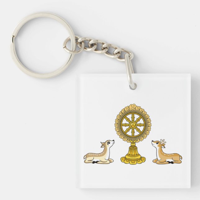 Nyckelkedja för Buddha Dharma Wheel & Deers (Framsidan)