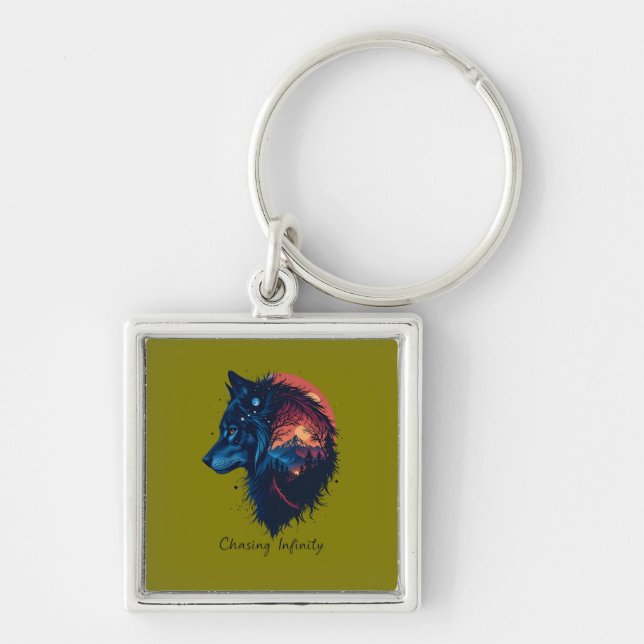 Nyckelkedja för Chasing ofinity Fyrkantig Silverfärgad Nyckelring (Framsidan)