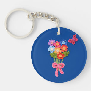 Nyckelkedja för Crochet Flower-utskrift