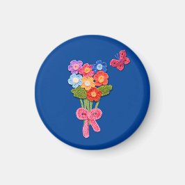 Nyckelkedja för Crochet Flower-utskrift Magnet