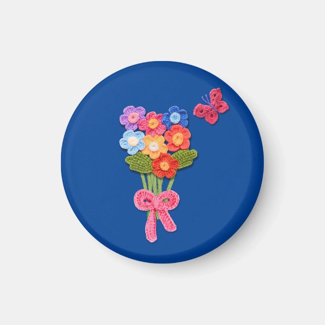 Nyckelkedja för Crochet Flower-utskrift Magnet (Framsidan)