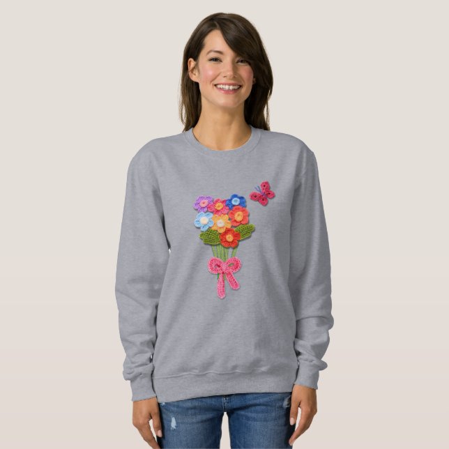 Nyckelkedja för Crochet Flower-utskrift T Shirt (Hel framsida)