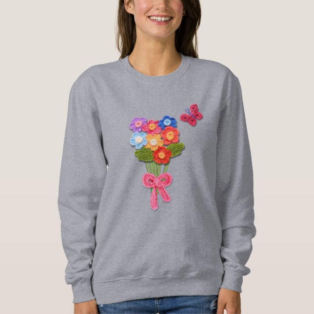 Nyckelkedja för Crochet Flower-utskrift T Shirt (Framsida)