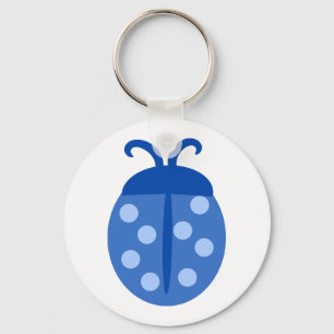 Nyckelkedja för Cute Blue Ladybug-knapp Nyckelring