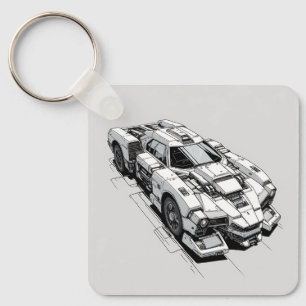 Nyckelkedja för cyberpunk Bläck Car Illustration Nyckelring