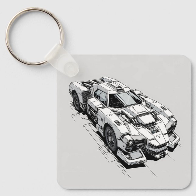 Nyckelkedja för cyberpunk Bläck Car Illustration Nyckelring (Framsida)