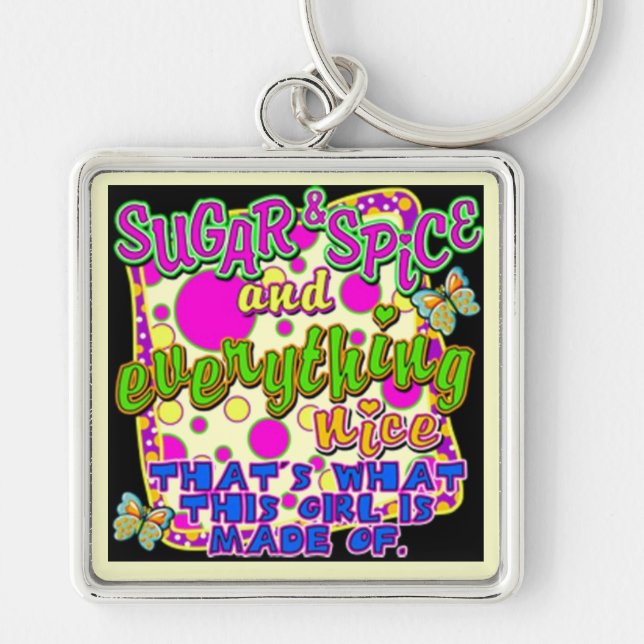 Nyckelkedja för detta fyrkantig silverfärgad nyckelring (Framsidan)