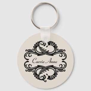 Nyckelkedja för Ebony Chic Damask Nyckelring