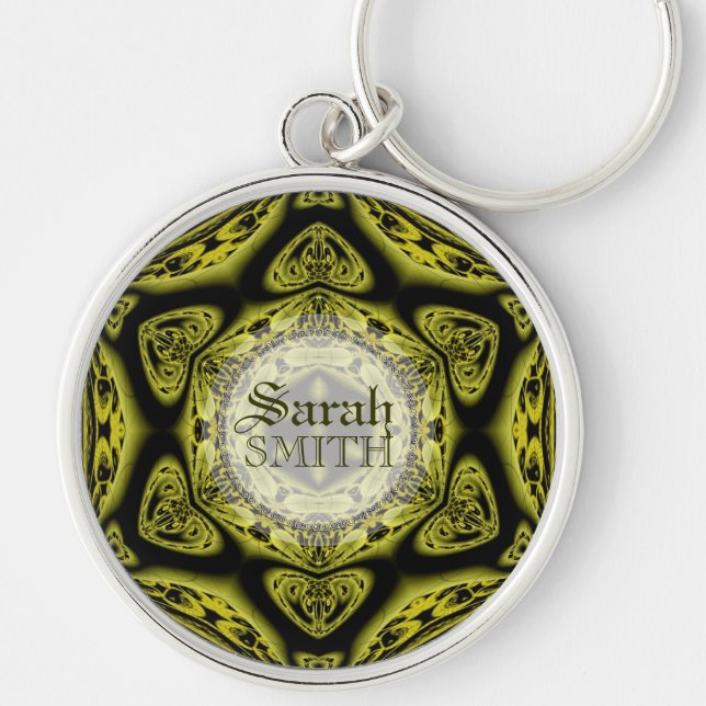 Nyckelkedja för eget namn för Peyote Kärlek Heart Rund Silverfärgad Nyckelring (Framsidan)