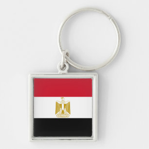 Nyckelkedja för egypten-Flagga Fyrkantig Silverfärgad Nyckelring