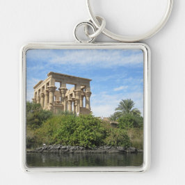 Nyckelkedja för egypten fyrkantig silverfärgad nyckelring