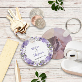 Nyckelkedja för elegant Lila Blommigt Bröllop Nyckelring