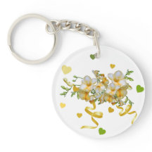 Nyckelkedja för elegant med hjärta och blommor